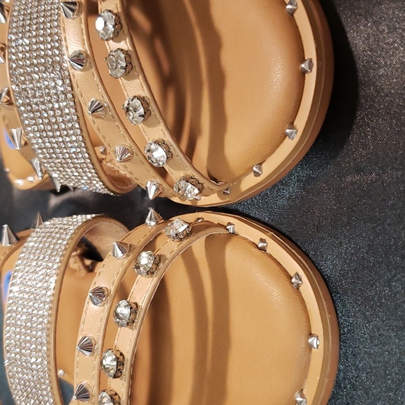 Nicole Miller Four Strap Studded and Rhinestone Slide Sandals - Picture 5 of 6